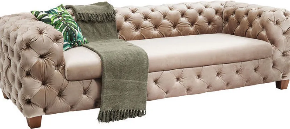 KARE Design Sohvat|Olohuone*Desire Sohva 3-istuttava, Samettia, Ecru