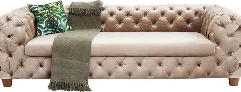 KARE Design Sohvat|Olohuone*Desire Sohva 3-istuttava, Samettia, Ecru