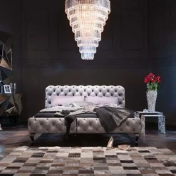 KARE Design Sängyt*Desire Velvet Sänky, Hopeanharmaa 200x200cm