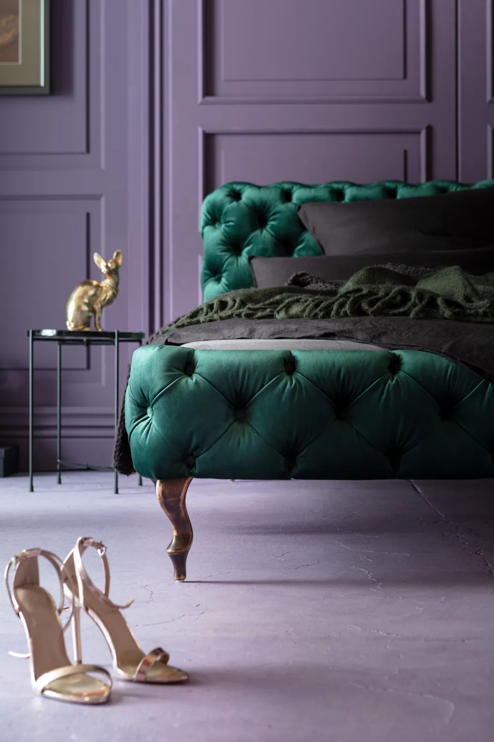 KARE Design Sängyt*Desire Velvet Sänky, Samettia, Vihreä 160x200cm