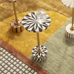 KARE Design Sohvapöydät|Olohuone*Domero Star Sivupöytä, Ruskea-valkoinen Ø40cm