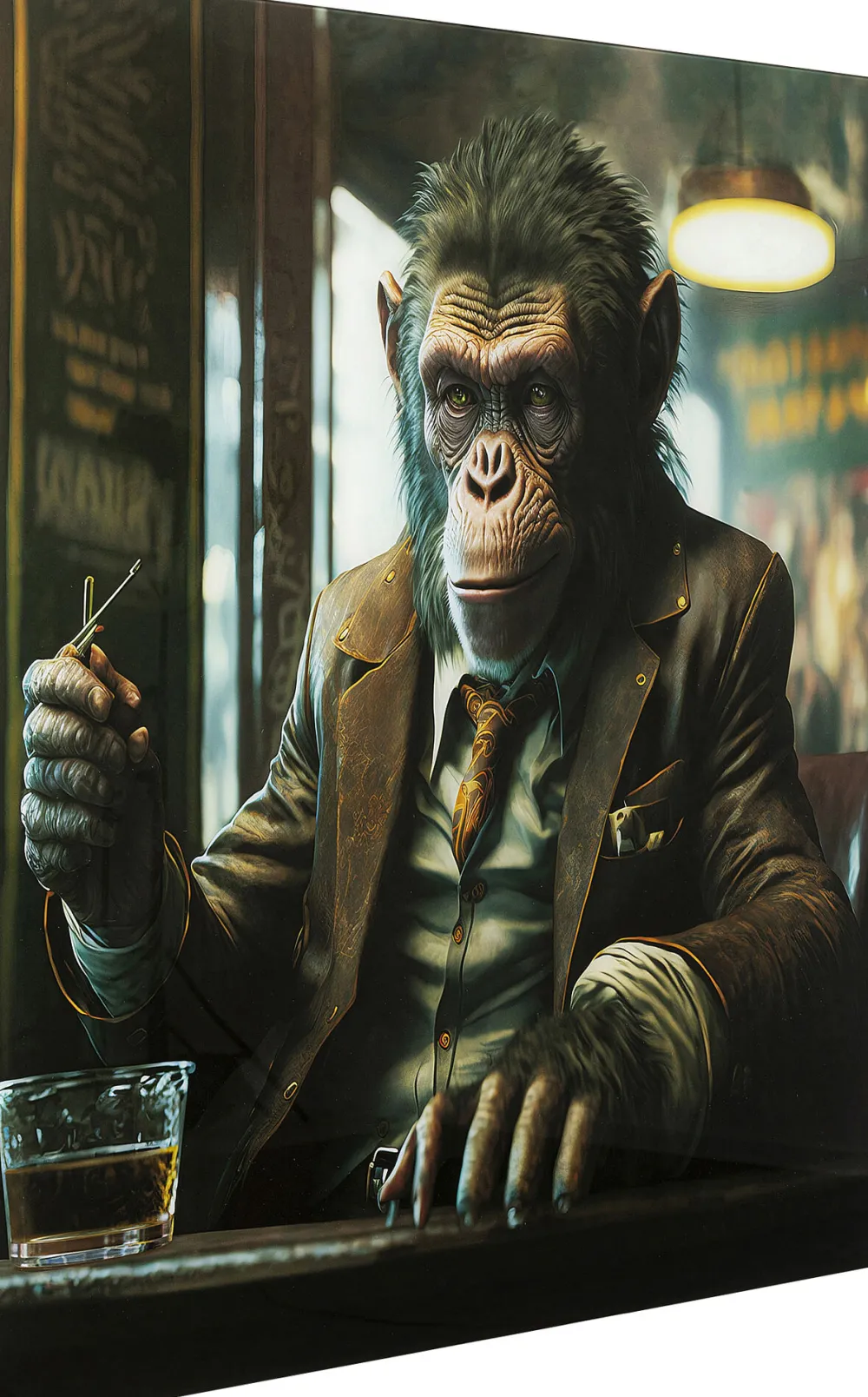 KARE Design Taulut*Drinking Monkey Apina Lasitaulu 100x100cm