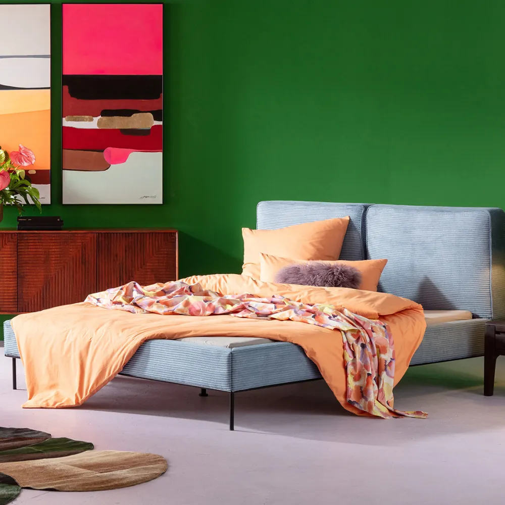 KARE Design Sängyt*East Side Sänky, Vakosamettia, Sininen 160x200cm