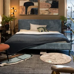 KARE Design Sängyt*East Side Sänky, Vakosamettia, Sininen 160x200cm