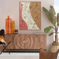 KARE Design Taulut*Faccia Arte Tri Colore Kasvot Kehystetty Taulu 90x120cm