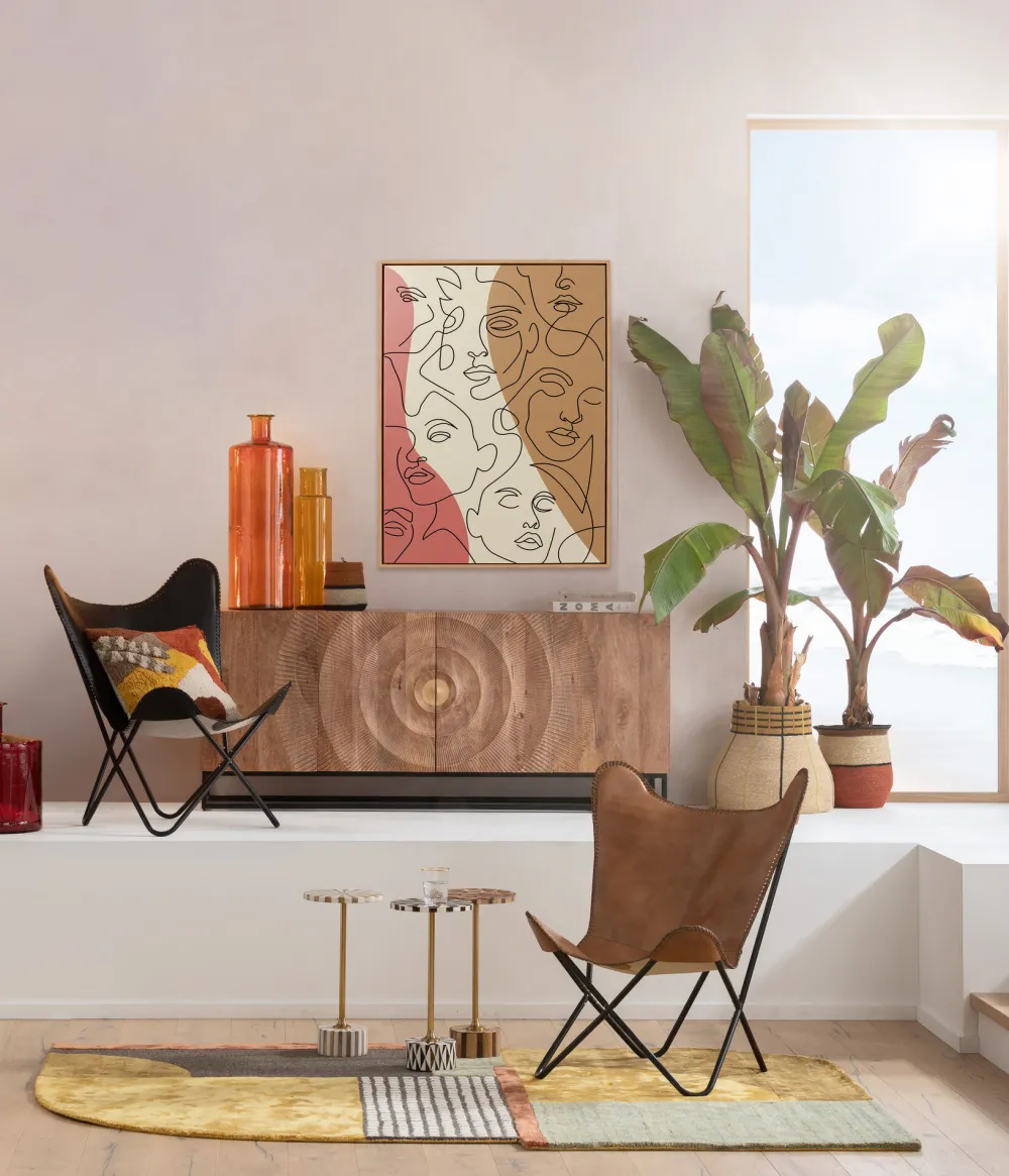 KARE Design Taulut*Faccia Arte Tri Colore Kasvot Kehystetty Taulu 90x120cm