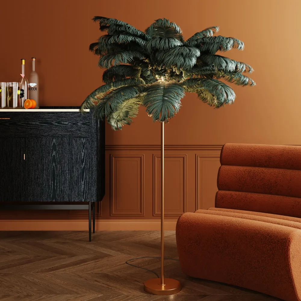 KARE Design Lattiavalaisimet*Feather Palm Lattiavalaisin Vihreä 165cm