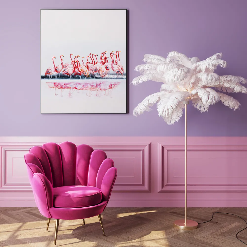 KARE Design Lattiavalaisimet*Feather Palm Lattiavalaisin Valkoinen 165cm