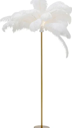 KARE Design Lattiavalaisimet*Feather Palm Lattiavalaisin Valkoinen 165cm