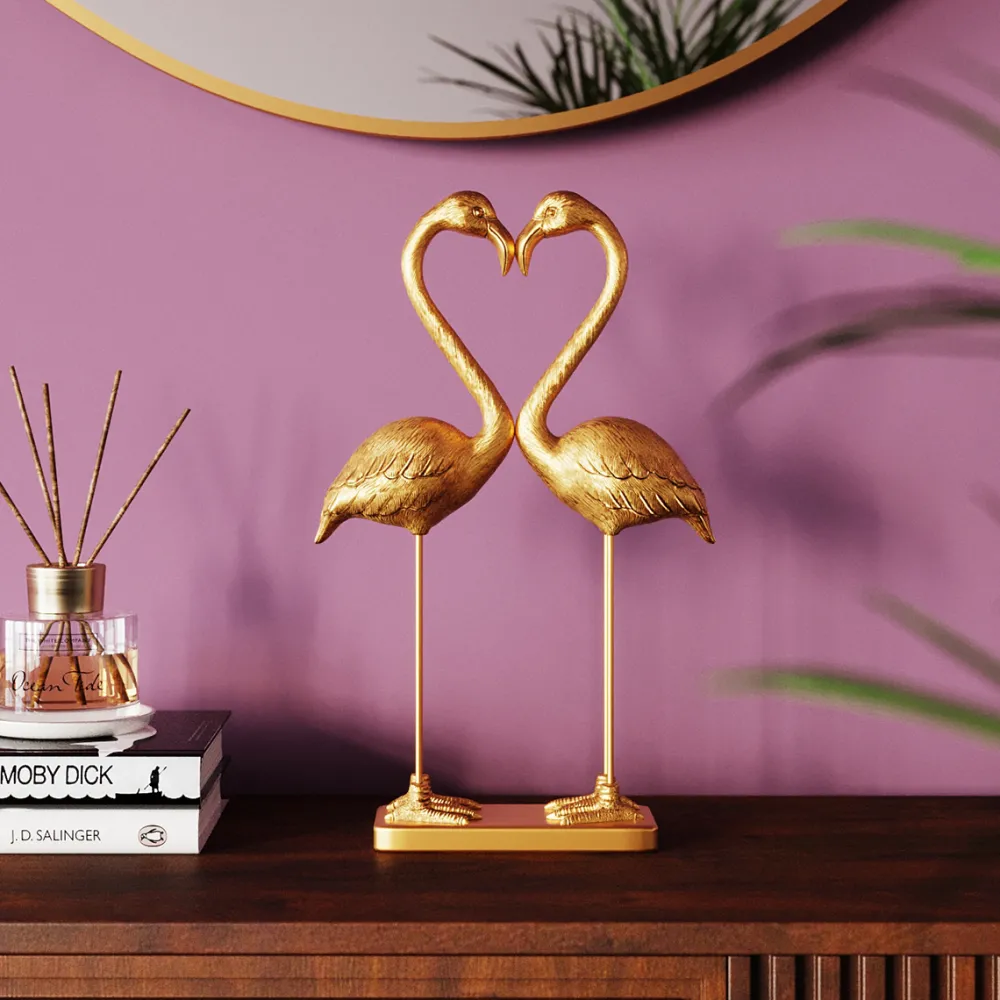 KARE Design Koriste-Esineet*Flamingo Love Gold Koriste-esine 39cm