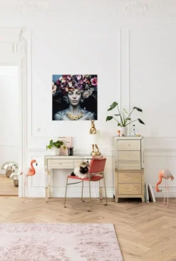 KARE Design Taulut*Flower Art Lady Lasitaulu 80x80cm