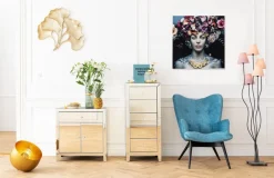 KARE Design Taulut*Flower Art Lady Lasitaulu 80x80cm