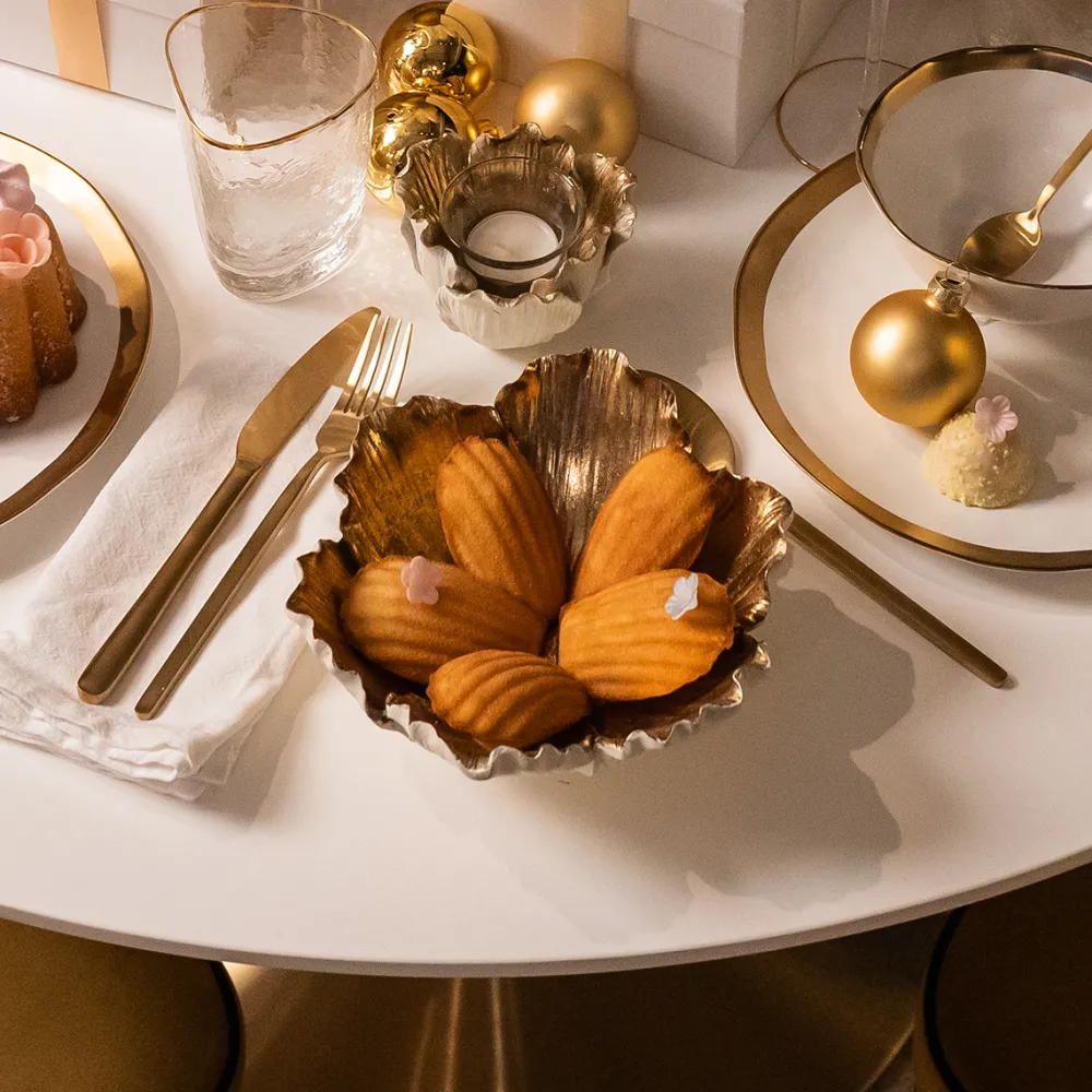 KARE Design Kulhot*Flower Bloom Deco Kulho, Kerma/kulta Ø25cm