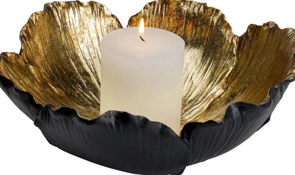 KARE Design Kulhot*Flower Bloom Deco Kulho, Musta/kulta Ø25cm