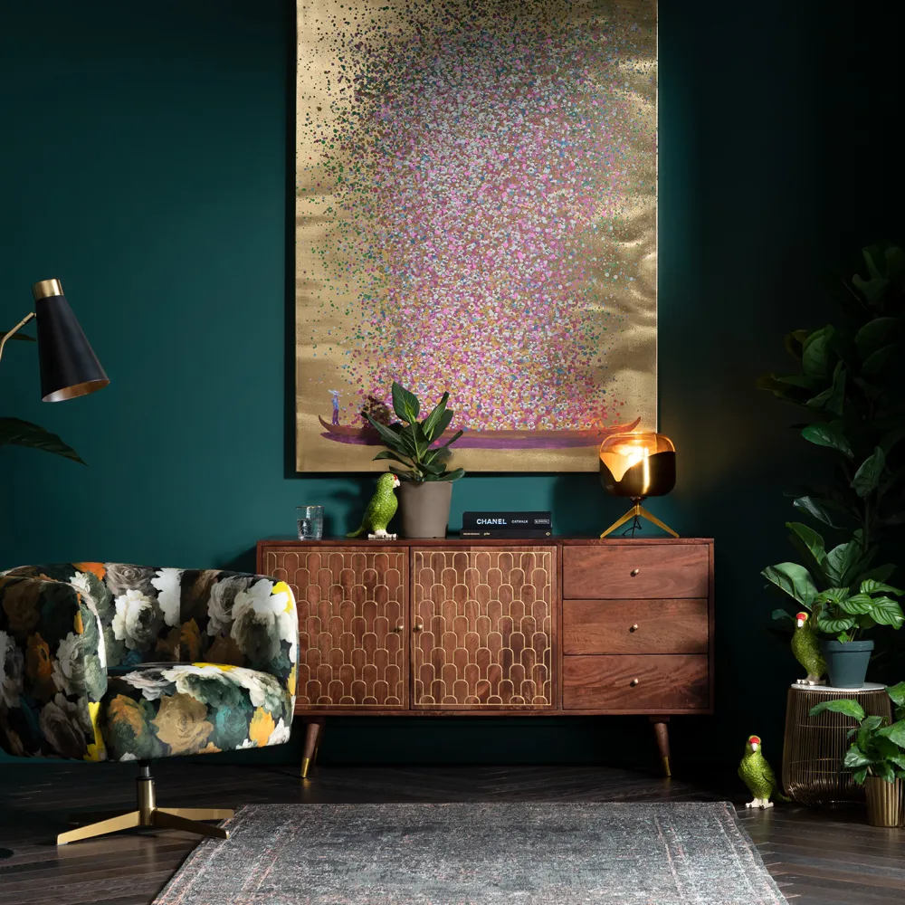 KARE Design Olohuone*Flower Boat Taulu Kulta/pinkki 120x160cm