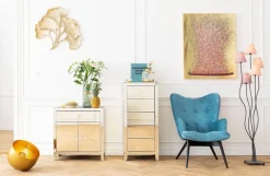 KARE Design Taulut|Olohuone*Flower Boat Taulu Kulta/pinkki 80x100cm