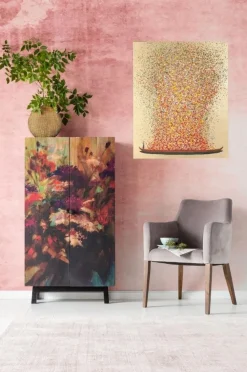 KARE Design Taulut|Olohuone*Flower Boat Taulu Kulta/punainen 80x100cm