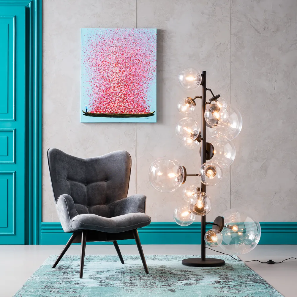 KARE Design Taulut|Olohuone*Flower Boat Taulu, Sininen-pinkki 80x100cm