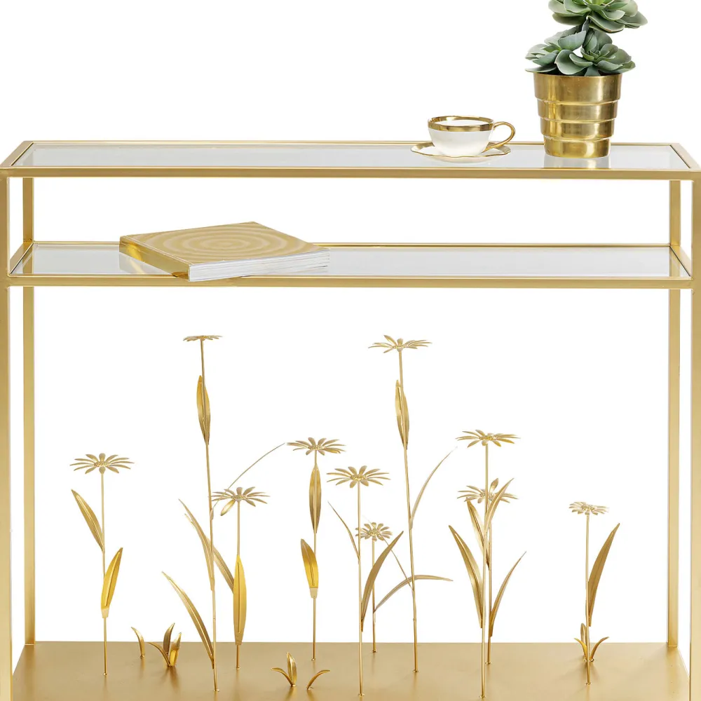 KARE Design Konsolipöydät Ja Sivupöydät*Flower Meadow Konsolipöytä, Kulta 100cm