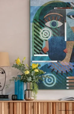 KARE Design Taulut|Olohuone*Geometric Woman Taulu - Monivärinen, 100x150cm