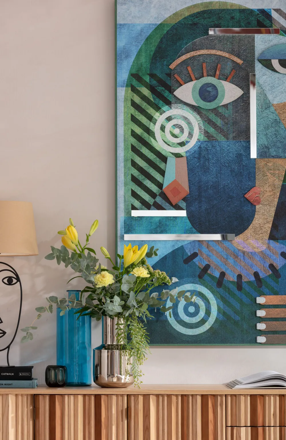 KARE Design Taulut|Olohuone*Geometric Woman Taulu - Monivärinen, 100x150cm