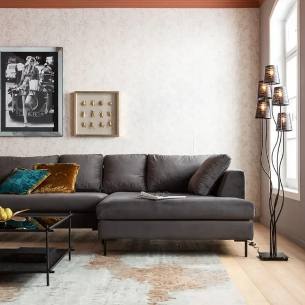 KARE Design Kulmasohvat*Gianni Velvet Kulmasohva - Harmaa, Musta, Oikea