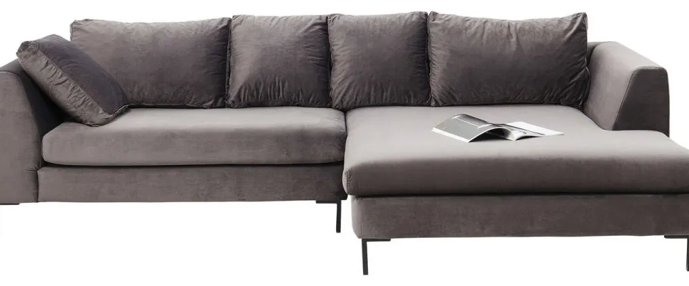 KARE Design Kulmasohvat*Gianni Velvet Kulmasohva - Harmaa, Musta, Oikea