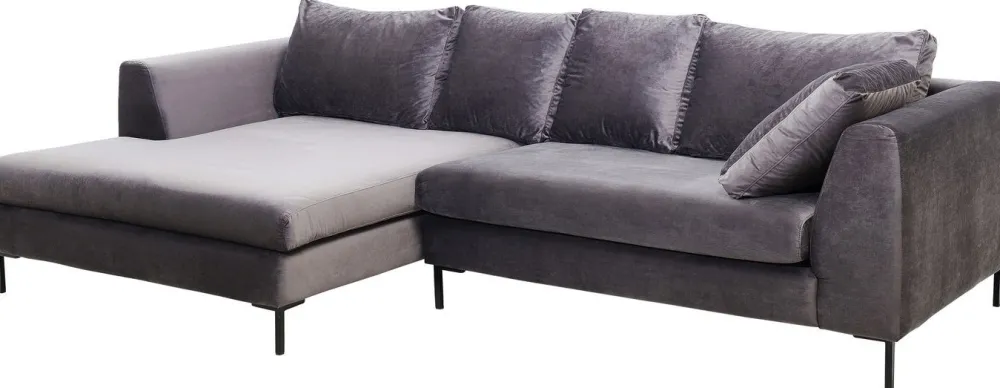 KARE Design Kulmasohvat*Gianni Velvet Kulmasohva - Harmaa, Musta, Vasen