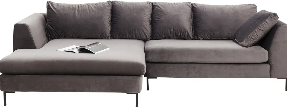 KARE Design Kulmasohvat*Gianni Velvet Kulmasohva - Harmaa, Musta, Vasen