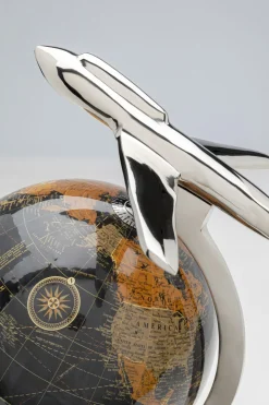 KARE Design Koriste-Esineet*Globe Top Plane, Maapallo Ja Lentokone Koriste-esine,
