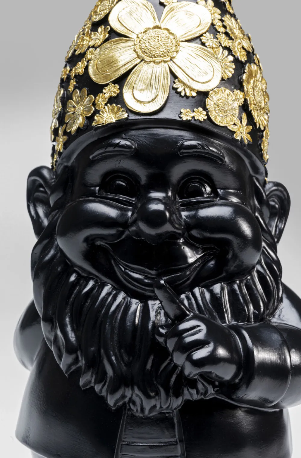 KARE Design Koriste-Esineet*Gnome Standing Tonttu Koriste-esine, Musta/kulta 46cm