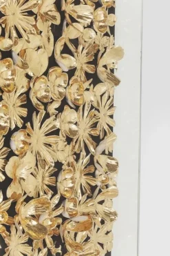 KARE Design Seinäkoristeet*Gold Flower Kukat Seinäkoriste, Taulu, Kulta 120x120cm