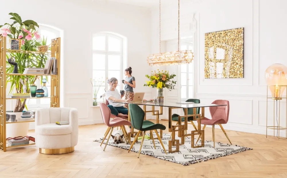 KARE Design Seinäkoristeet*Gold Flower Kukat Seinäkoriste, Taulu, Kulta 120x120cm