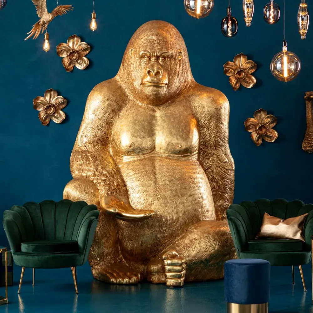 KARE Design Jalalliset Koriste-Esineet*Gorilla Gold XXL Koriste-esine, Patsas 249cm