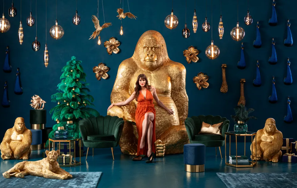 KARE Design Jalalliset Koriste-Esineet*Gorilla Gold XXL Koriste-esine, Patsas 249cm