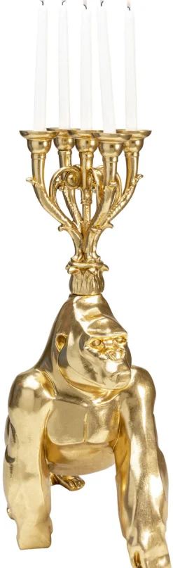 KARE Design Lyhdyt|Kynttilänjalat*Gorilla Kynttilänjalka, Kulta 71cm