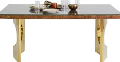 KARE Design Pöydät*Harmony Oho Conley, Kulta, Kierrätyspuu Mango, Lasi 180x90cm