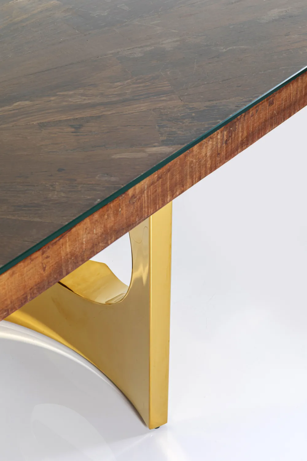 KARE Design Pöydät*Harmony Oho Conley, Kulta, Kierrätyspuu Mango, Lasi 180x90cm