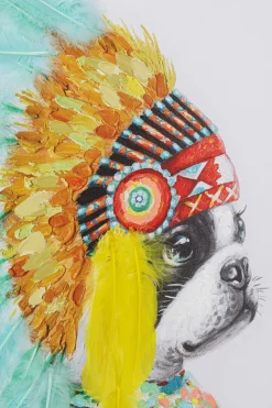 KARE Design Taulut|Olohuone*Headdress Dog Koira Canvastaulu 80x80cm