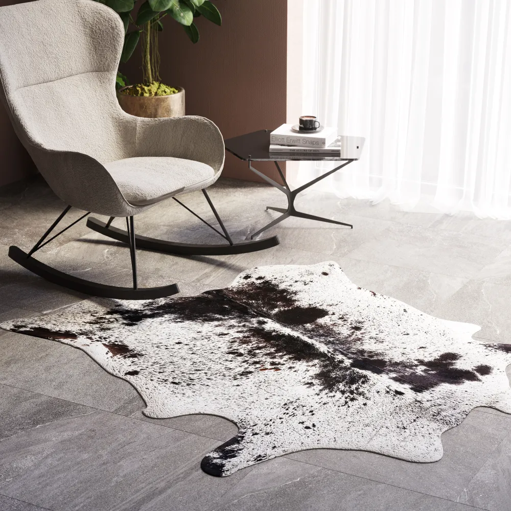 KARE Design Matot*Hide Lehmännahka Matto, Musta-valkoinen 219x242cm