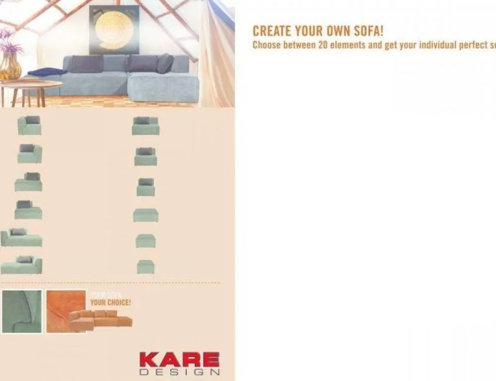 KARE Design Moduulisohvat*Infinity 2-istuttava Moduuli, Harmaa 80cm