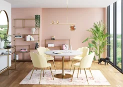 KARE Design Pöydät*Invitation Pöytä- Valkoinen, Messinki Ø90cm