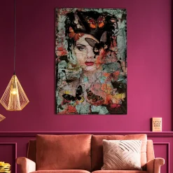 KARE Design Taulut|Olohuone*Lady Butterfly Lasitaulu 100x150cm