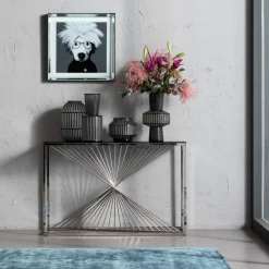 KARE Design Konsolipöydät Ja Sivupöydät*Laser Konsolipöytä - Hopea, Kirkas Lasi 120x40cm