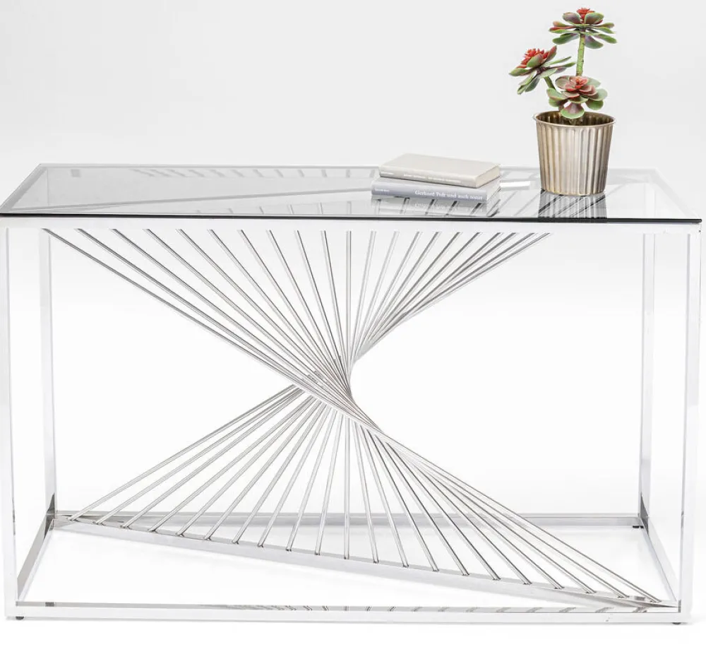 KARE Design Konsolipöydät Ja Sivupöydät*Laser Konsolipöytä - Hopea, Kirkas Lasi 120x40cm