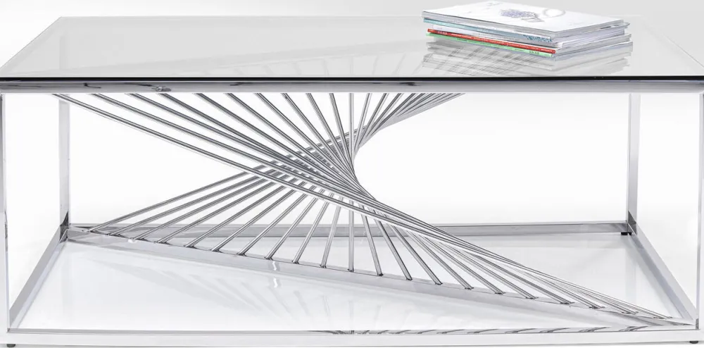 KARE Design Sohvapöydät*Laser Sohvapöytä - Hopea, Kirkas Lasi 120x60cm