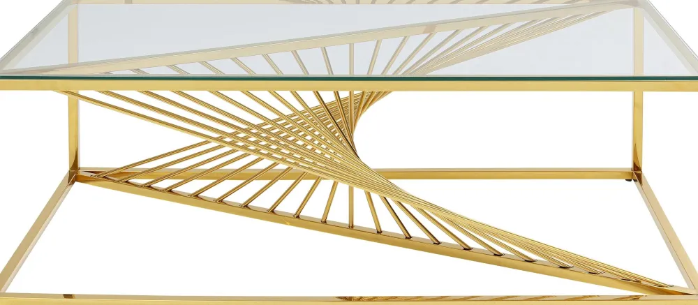 KARE Design Sohvapöydät*Laser Sohvapöytä Kulta, Kirkas Lasi 120x60cm