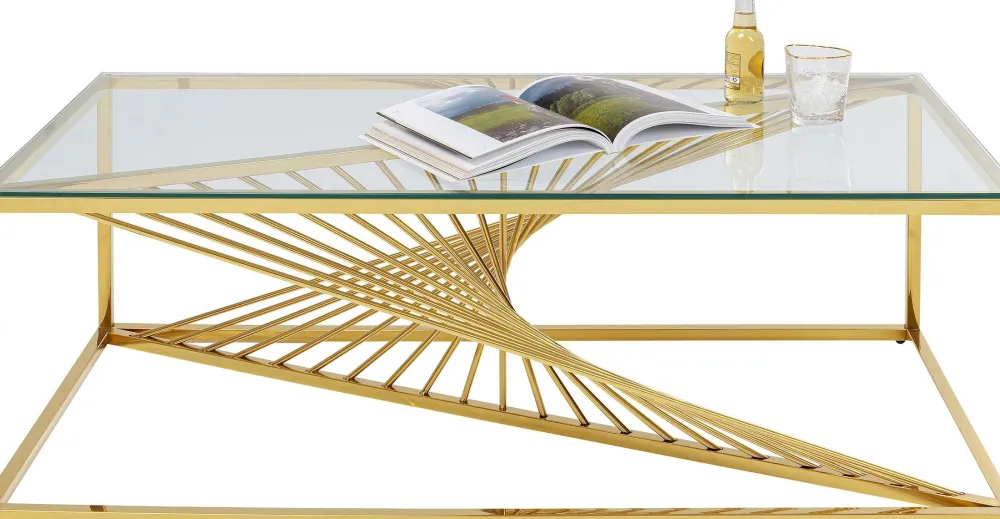 KARE Design Sohvapöydät*Laser Sohvapöytä Kulta, Kirkas Lasi 120x60cm