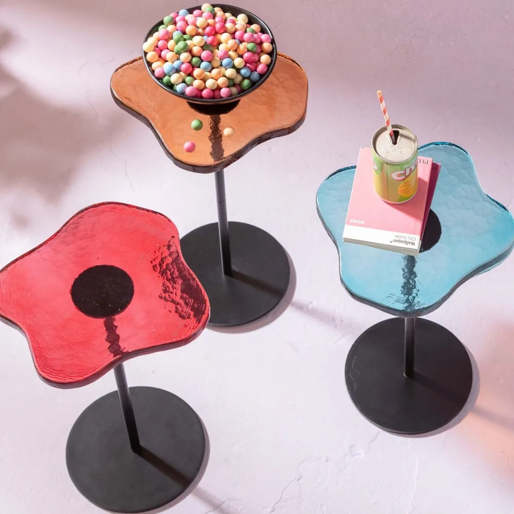 KARE Design Sohvapöydät*Lava Sivupöytä, Valettu Lasi, Oranssi Ø30cm