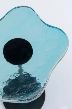 KARE Design Sohvapöydät*Lava Sivupöytä, Valettu Lasi, Metalli, Sininen Ø30cm